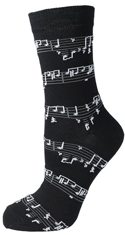 Musikboutique Musik-Socken mit weißen Notenlinien, 1 Paar (DE/NL/SE/PL, Numerisch, 39, 42, Regular, Regular)
