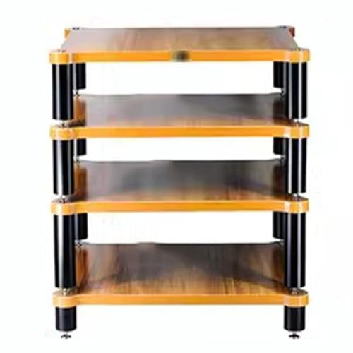 4-stufiges HiFi-Rack-AV-Regal Hifi-Massivholz-Audio-Rack-Lautsprecher-Verstärkerschrank Geräteschrank Lautsprecher-Rack Verstärker-Rack Audio-Video-Komponenten ( Color : Wood color , S : 60*78*48cm )