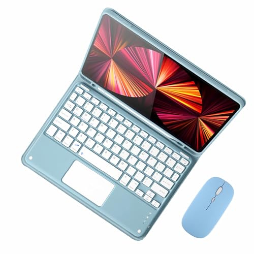 GUPENAA Tastatur Hülle für iPad mini 6. Generation 8,3 Zoll 2021 mit Touchpad, Integrierter Bleistifthalter, Magnetische Abnehmbare Kabellose Bluetooth-Tastatur mit Maus,Blau