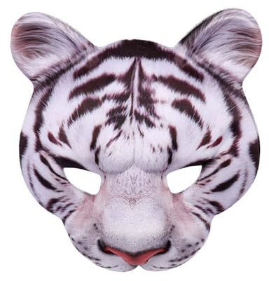 Vocoliday Halloween-Halbgesichtsmaske, weißer Tiger, Tiermaske, Tiermaske, für Halloween, Maskerade, Party, Kostüm, Cosplay, Requisiten, 1 Stück