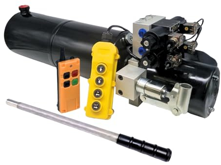 Flowfit Doppeltwirkender Doppel-Magnetspule, 12 V Gleichstrom, 1,6 kW, mit 12 l Stahltank, Handpumpe und kabelloser Fernbedienung