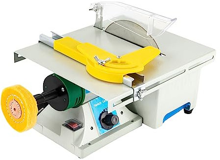 Ponceuse à pierres précieuses 5 en 1 750 W Ponceuse électrique (800-10000 tr/min), scie circulaire de table, polisseuse de table pour polissage, coupe et meulage