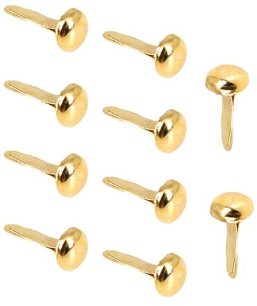 KGDUYC 100 Stück Mini Brads Musterbeutelklammern Rundkopfklammern Musterklammern Metall Rundkopfklammern Scrapbooking Brads Musterklammern Für Schule Büro Papier Briefklammern Basteln Handwerk-Gold