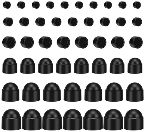 Sechskant Schutzkappen für Schrauben, 210 Stück Abdeckkappen für Muttern, M4/M5/M6/M8/M10/M12 Sechskant Hutmuttern Sortiment, Sechseckige Schraubenabdeckung Schwarz für Leiterplatten Außenbereich