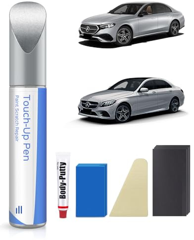 PARTS4EV 744/9744 Brilliant Silber Metallic Ausbesserungsfarbe Kit für Mercede-Benz – Exakte Übereinstimmung – Ausbesserung von Kratzern und Abplatzungen