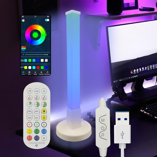 FactorLED Pack x2 Lámpara de Escritorio RGBIC Digital, Mando Distancia y App, Sincronización por Sonidos, 16 Millones de Colores, Modos y Efectos de Luz, Decoración Led gaming, fiestas (Lámpara Mesa)