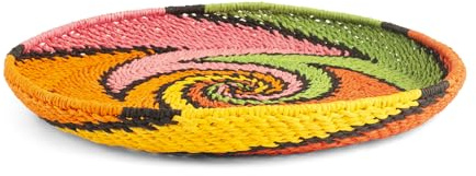 H&H-Tulum, Vassoio, svuota tasche, in fibra e carta, colorato, stile etnico, fatto a mano 39xh5 cm