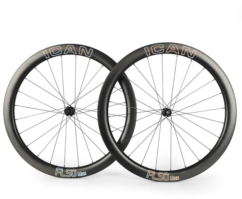 ICAN FL40Ⅱ/FL50Ⅱ 1212g/1285g Carbon Disc Rennrad-Laufradsatz 23mm Innenbreite 700C 36T Ratchet System Nabe (FL50 Max Kompatibel mit Road HG Freehub)