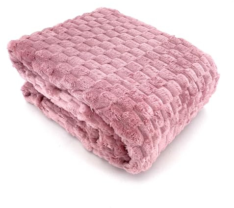 heimtexland ® super Flauschige Flanell Kuscheldecke XL 150x200 Wohndecke Oeko-tex Sofadecke Typ905 Altrosa