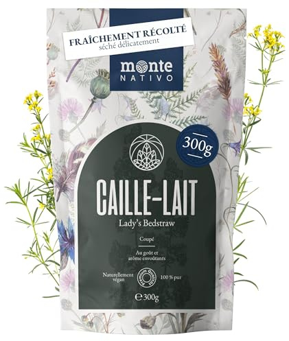 Thé de Caille-lait Jaune Monte Nativo (300g) – Véritable caille-lait jaune délicatement séché – Tisane en vrac 100% pure et naturelle, sans additifs – Une infusion saine et rafraîchissante