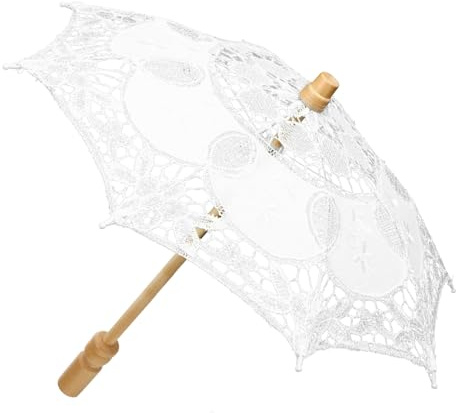 ANDRESLAD Lace Umbrella Vintage Hochzeitsparasol Mit Spitze Romantisches Fotografie-Accessoire Für Damen Leicht Und Langlebig Für Hochzeiten Und Kostümpartys