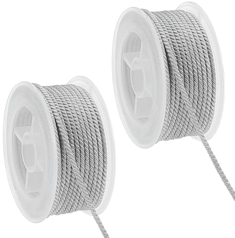 PH PandaHall 2pz 5~7m Cordino in Nylon 3mm Cordoncino Grigio per Braccialetti, Corda Intrecciata per Macramè Annodati Cinesi Creazione di Gioielli Artigianato