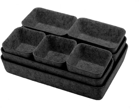 lisetar 8-teilige Schubladen-Organizer Set aus umweltfreundlichem Filz, Aufbewahrungsbox für Schreibtisch, Make-up, Kleiderschrank & Ordnung (Dunkelgrau)