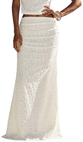 GORGLITTER Damkjol lång sommarkjol elegant maxikjol bodycon damkjol semesterkjol strandkjol samlade kjolar med dragkedja, Aprikosfärger, M