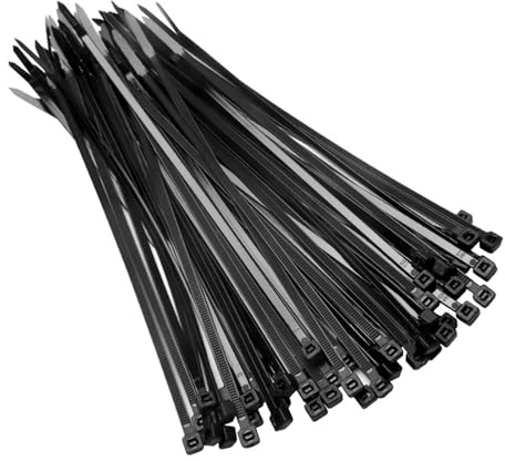 YuanYouTong Black Cable Ties, 100 Pack, 300mm (12 Inch) x 4.8mm, Heavy Duty Nylon Zip Ties, Self-Locking, UV Resistant, 22kg Tensile Strength, Indoor & Outdoor Use