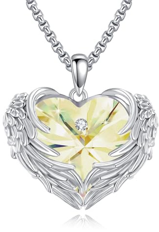 AINFQY Engelsflügel Kette für Damen 925 Sterling Silber Mondstein Schutz Engelsflügel Halskette Mondstein Anhänger Schmuck Geschenke