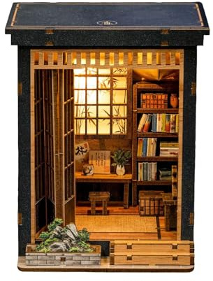 Kit de construction de maison miniature, décoration de table en bois de style japonais - Kit de bricolage pour librairie, pour adultes, collectionneurs, vacances, anniversaires, activités familiales
