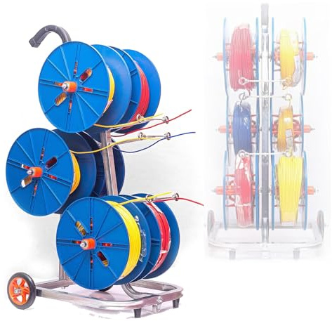 Generisch Tragbarer Kabeltrommelwagen mit Rollen, robuster Kabelabroller für Baustellen und Heiminstallationen, 45 x 45 x 91 cm, Aufbewahrungslösung für mehrere Kabel