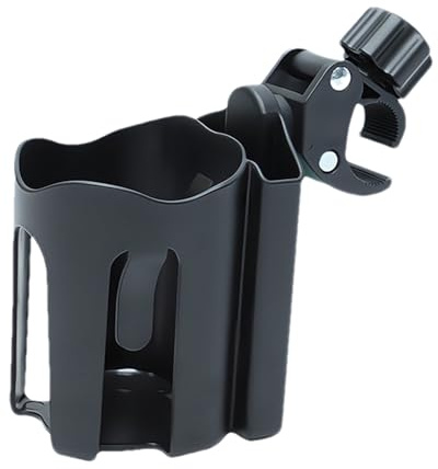 Porte-gobelet réglable pour poussette – Clip rotatif à 360 degrés, organiseur de bouteille noir, support universel | Support de boisson peu encombrant pour poussette, vélo, voyage, promenade en plein