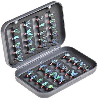 Lazmin112 Set di Esche per Pesca a Mosca in Metallo Ad Alto Mimetismo da 40 Pezzi, Kit di Costruzione a Mosca Biodegradabile per Pescatori Che Pescano in Ambienti di Acqua Dolce e Salata, Corpo
