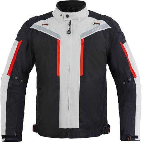 Msport Chaqueta de moto para hombre 4 estaciones, impermeable y cortavientos, con forro térmico desmontable y protecciones CE integradas