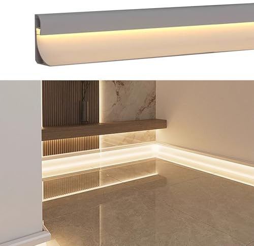 Universale LED Battiscopa Canale Battiscopa 6,5 m Metallo Corona Stampaggio Diffusore per Luci di Striscia LED Profilo Illuminazione Migliorata & Design Estetico