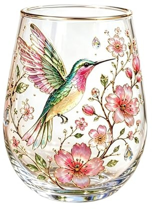 Taza de té de con diseño de colibrí, taza de transparente con diseño de flores y pájaros, regalo ideal para el jardín para madre, novia, esposa, jardinera