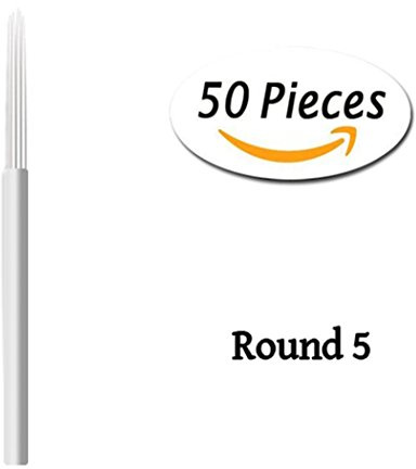 Xiaoyu rond microblading aiguilles, aiguille manuelle fog needle eyebrow tatouage stylo pour le maquillage permanent, 50PCS, 5R