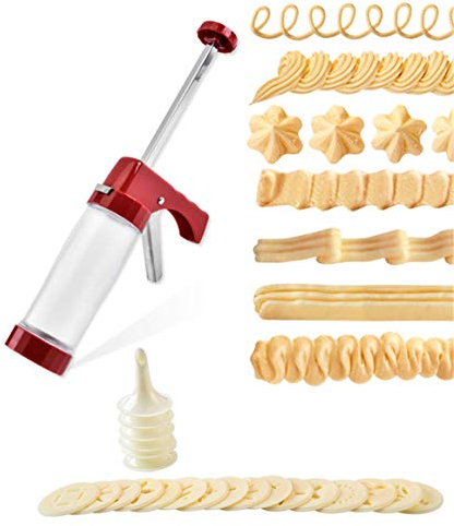 CHSEEO Gebäckpresse Gebäckspritze, Einhand-Garnierspritze Cremespritze Biscuits Plätzchenpresse-Set mit Tüllen und Schablonen für Kräcker, Kuchen und Kekse (Kekspresse) #8