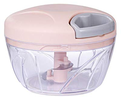 Chiatai Picadora manual de alimentos, 3 cuchillas de acero inoxidable de 400 ml, para frutas, verduras, hierbas, cebollas, rosa