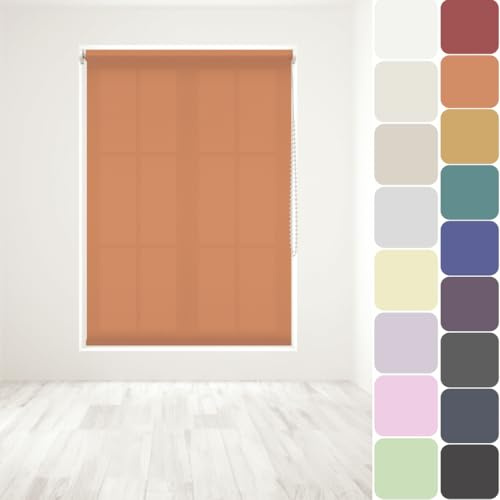 Straight Edge Dim-Out Roller Blind - Easy Fit Home Office - 120cm Width x 160cm Width Drop - Burnt Orange