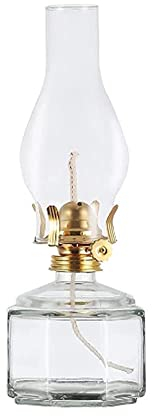 Moddeny 11.02*3.74-inch kerosene lamp American vintage oil lamp lantern Retro transparent oil lantern Glass metal adjustable Horse Oil Lamp illumination Atmosphere light For living room dining room ba