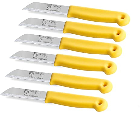 Schälmesser Set aus Solingen Gemüsemesser Allzweckmesser Obstmesser Made in Germany Messer Universal Küchenmesser Edelstahl Rostfrei zum Schneiden von Obst, Gemüse und Fisch (6, Kurz)