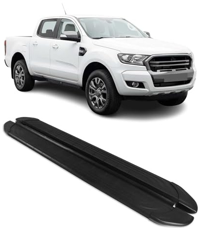OMAC Trittbretter für Ford Ranger Double Cab 2012-2022 Schwarz Aluminium | Seitenschweller, fahrzeugspezifische Passform