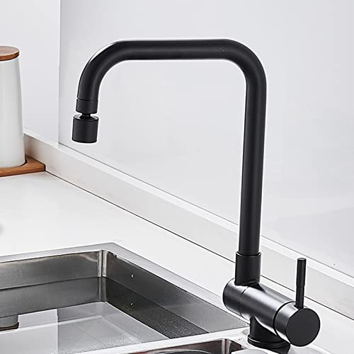 Wasserhahn Küche Klappbar vor Fenster Küchenarmatur Swivel Heiß Wasser und Kalt Wasser Dual Mode 360° Swivel Küchenarmatur-Schwarz