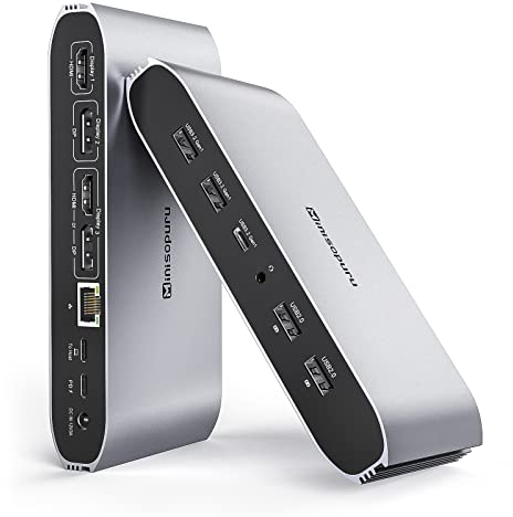 Minisopuru DisplayLink Docking Station for MacBook M1/M2/M3/M4/Windows,13-in-1 Universal Docking Station 3 Monitors with 2 HDMI & 2 DisplayPort, 100W Charge, USB-C Data, Ethernet, Audio, 4 USB ports