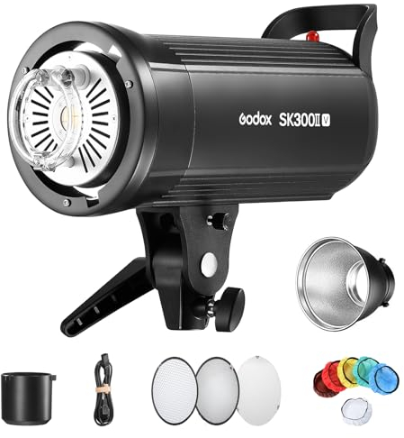 GODOX SK300IIV Flash de studio 300 W avec support Bowens, temps de recyclage GN58, 0.1-1.5S, système 2,4 G X, lampe de modélisation LED 10 W pour studio, prise de vue, photographie (version améliorée)