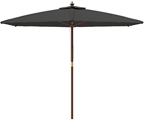 Homgoday Sonnenschirm mit Holzmast Balkonsonnenschirm Kippbarer Gartenschirm Mit 6 Rippen Strandschirm Schirm für Garten Balkon Terrasse AAnthrazit 299x240 cm