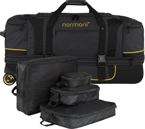 Reisetasche 120-150 L Reisetrolley mit Rollen mit Kleidertaschen Farbe Schwarz/Gelb
