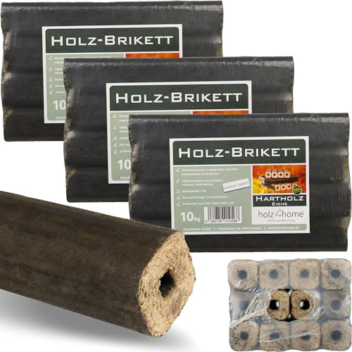holz4home® Pini Kay Eichenbriketts 30 kg I 100% ohne Zusätze I Hochwertiges Brennholz als Kaminholz Ofenbriketts I Gebinde à 30 kg