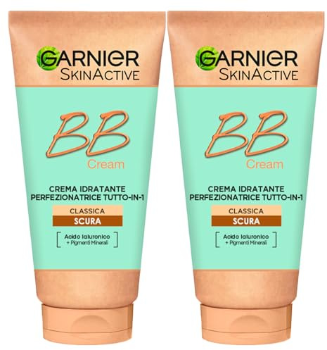 Garnier SkinActive BB Cream, feuchtigkeitsspendende Gesichtscreme, perfektionierend, All-in-1, klassisch, gleichmäßig, aufhellend, SPF15, dunkler Farbton mit Hyaluronsäure und Mineralpigmenten – 2