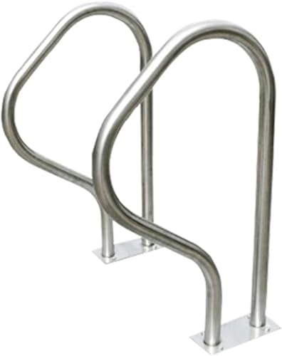 FLTRGO Schwimmbecken-Handläufe, 304 Edelstahl Schwimmbecken-Geländer, Gebogene Spa-Handläufe, Schwimmbecken-Griffe, Nicht eingebettet, 2 STÜCKE/Silber / 47 cm