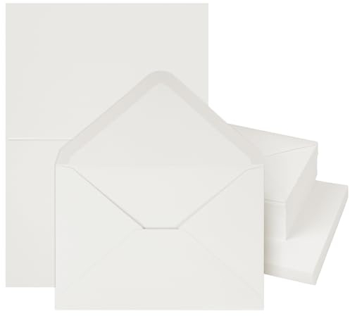 Mocraft 60 Briefumschläge C6, Blanko Karten zum Selbstgestalten, Kraftpapier Umschläge, Leere Karten zum Gestalten für Hochzeit Geschenk Grußkarten Einladung (Creme weiß)