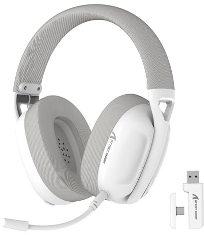 Hoopond x ATTACK SHARK L80 Lightweight 180g Gaming Headset Over-Ear,Wired/BT/2.4G Wireless,5.1 Channel Stereo Surround Sound,Pluggable Microphone,Long battery life for PC/Mac/Laptop/PS5/Phone-White