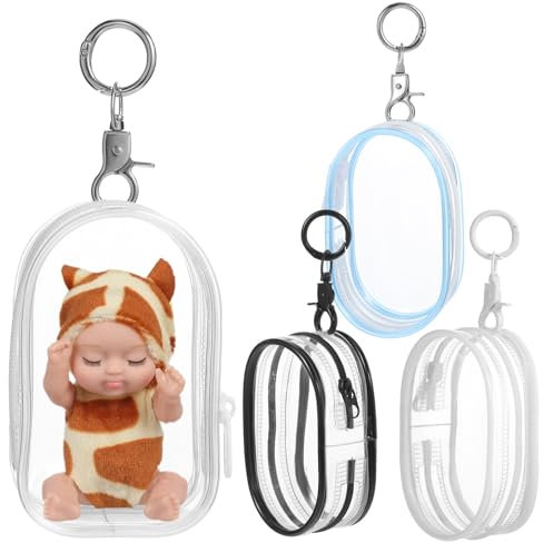 BESTonZON 4pcs Figure Display Bag Keychain Doll Storage Case for Collectibles Design Compact and Portable Doll Accessories for Outdoor Use