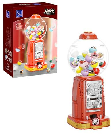 PANTASY Retro Kaugummiautomat Baukasten-Set, mit 12 Mikro-Bausteinen und 12 Glücksnotizen für mehrere Spielmöglichkeiten, Desktop-Sammlerqualität, Klassische Kaugummiautomat-Baustein-Kit