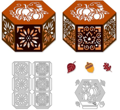 DELORIGIN 3D Kürbis Laternen Stanzformen Zum Kartenbasteln, 2 Set, Metall