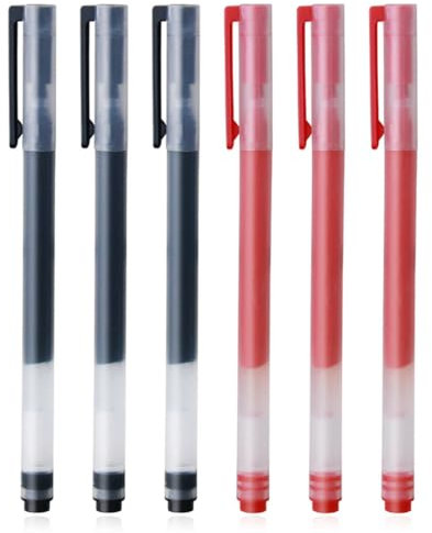 AYVRUOP gelschreiber,6 Stück Gel-Tinten-Kugelschreiber 0,5 mm,gel kugelschreiber,gelstifte set Grosse Kapazität(3 Schwarz, 3 rot)