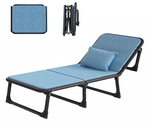 Gästebett Klappbar Tragfähigkeit 200kg Baumwoll- und Leinenstoffe, Reisebett Erwachsene Klappbar Rückenlehne in 6 Stufen Verstellbar, für Erwachsene Indoor Garten(190x63x35CM)