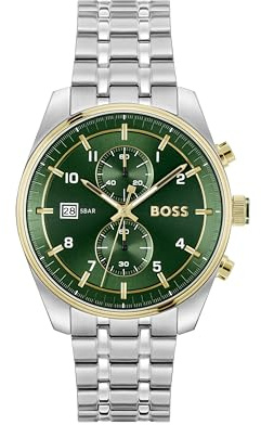 BOSS Chronograph Quartz Watch for Men SKYTRAVELLER Collection with Silver Stainless Steel Bracelet - 1514195